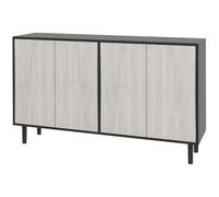 HOMCOM Mueble de Almacenamiento Buffet de cocina 2 armarios con estantes ajustables 121x37x75 cm Negro y aspecto Grismadera Aosom España