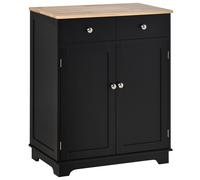 HOMCOM Mueble de almacenamiento buffet para sala con armarios, 2 cajones y estantes ajustables, 68x40,3x85cm, negro y madera natural