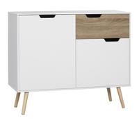 HOMCOM Mueble de Almacenamiento Buffet sobre pie escandinavo con armarios para baño salón cocina Patas de Madera Maciza de Pino Aosom España