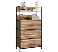 HOMCOM - Mueble de almacenamiento con 3 cajones de tela extraíble y 2 estantes (60 x 29 x 101 cm), color negro