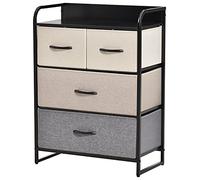 Homcom - Mueble de almacenamiento de 4 cajones de tela (58 x 29 x 78,5 cm), color negro y beige