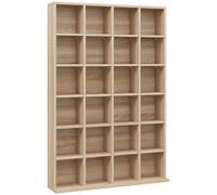 HOMCOM Mueble de almacenamiento multimedia 480 CD/312 DVD - biblioteca en madera con estantes ajustables 89 x 130,5 cm madera natural Aosom España