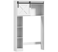 HOMCOM Mueble de Almacenamiento sobre el inodoro con puerta corredera Estantería estante ajustable Blanco Aosom España