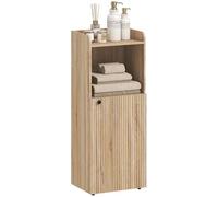 HOMCOM Mueble de baño, armario de baño estrecho 4 niveles, 1 armario, compartimento abierto, balda regulable, mueble de aseo, espacios reducidos, 40 x 31 x 104 cm, roble amarillo