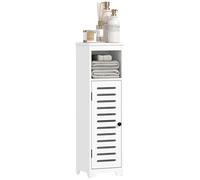 HOMCOM Mueble de baño, armario de baño estrecho 4 niveles, con puerta de persiana, estante abierto, estante regulable, mueble de almacenaje para aseo, espacios reducidos, 22 x 20 x 75 cm, blanco