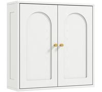 HOMCOM Mueble de Baño Colgar con Estantes 2 Puertas con Diseño de Arco Tiradores Dorados 60x20x60 cm Blanco