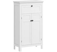HOMCOM Columna de Baño Armario Alto 2 Puertas Cajón 60x30x102,5 cm Blanco