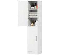 HOMCOM Mueble de baño, columna de baño estrecha con 2 puertas y 4 estantes regulables, mueble de almacenaje para salón, aseo, espacios pequeños, 40 x 35 x 180 cm, blanco