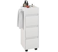 HOMCOM Mueble de baño con 4 compartimentos en la parte superior, 3 cajones y toallero para espacios reducidos, 35 x 30 x 90 cm, color blanco