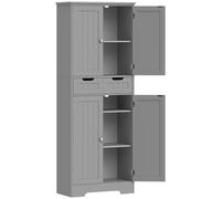 HOMCOM Mueble de baño con cajón, armario con puertas, estante ajustable, 60 x 30 x 160 cm, gris