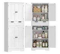 HOMCOM Mueble de baño con cajón de 4 puertas 60 x 30 x 160 cm, color blanco