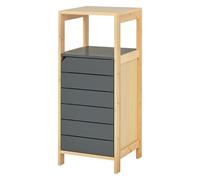 Homcom - Mueble de baño con pie, armario de almacenamiento, columna, ahorro de espacio con puerta y cajón de madera y bambú, 32 x 30 x 80 cm