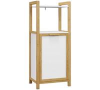 HOMCOM Mueble de Baño de Bambú con Cesto de Lino Ahorra Espacio - 2 estantes - 40x30x86,5 cm Aosom España