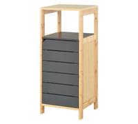 HOMCOM Mueble de Baño de Pie Armario de Almacenamiento Columna Ahorra Espacio con Puerta y Cajón de Madera y Bambú 32x30x80 cm Aosom España