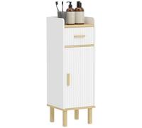 HOMCOM Mueble de baño estrecho, mueble de baño independiente con patas de madera, cajón y estante ajustable, para salón, cocina, entrada, color blanco