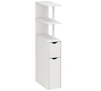 HOMCOM Mueble de baño mueble de almacenaje con cajón sobre ruedas, con estantes abiertos, 20 x 45 x 115 cm, blanco Aosom España