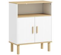 HOMCOM Mueble de baño, mueble de almacenamiento con 2 puertas, compartimento abierto, estantería ajustable, 60x29,5x76,5cm, blanco