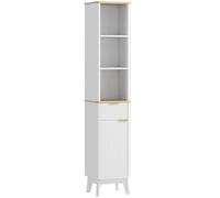 HOMCOM Mueble de baño Pedestal de baño con 3 estantes Abiertos, cajón y 2 estantes Ajustables para áreas pequeñas 33l x 30l x 170h cm Blanco