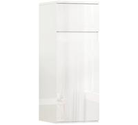 HOMCOM Mueble de baño suspendido con cajón y Puerta Brillante, Mueble de baño con Estante de Vidrio Templado Ajustable, Mueble de Pared Multiuso, 30 x 34 x 79,4 cm, Blanco Brillante