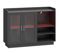 HOMCOM Mueble de Bar con Luces LED RGB y Botellero para 12 Botellas Armario Buffet para Vinos para Comedor Salón Negro