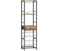 HOMCOM Mueble de Bar para Vinos con Soporte de Copas y Cajón Botellero para 12 Botellas con Estante Abierto Marrón Rústico