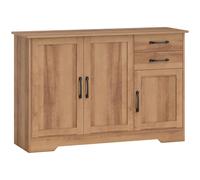 HOMCOM Mueble de Cocina con 2 Cajones y 3 Armarios, Estantes Regulables, 120x38x79 cm, Roble