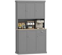 HOMCOM Mueble de Cocina móvil de Madera con armarios y cajones, aparador de Estilo rústico con estantes Ajustables, 101 x 39 x 180 cm, Gris