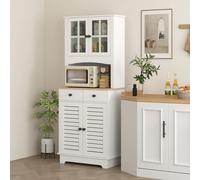 HOMCOM Mueble de cocina, mueble alto con armarios, aparador de cocina con estantes regulables Multicolor