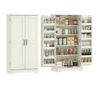 HOMCOM Mueble de cocina tipo buffet, mueble de cocina, para vajilla, 5 niveles, con puertas y estantes ajustables, 60x40 x cm, para bebidas, color crema