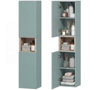 HOMCOM - Mueble de columna, cuarto de baño, armario de almacenamiento estrecho con 2 puertas, compartimento abierto y estantes ajustables, para inodoro, espacios pequeños, 30 x 24 x 140 cm, verde