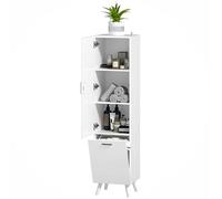 HOMCOM - Mueble de Columna, Cuarto de baño, Mueble de Almacenamiento con armarios a Puerta, Armario de baño, Cocina, Sala de Estar, 35 x 31,5 x 144 cm, Color Blanco