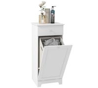 HOMCOM Mueble de cuarto de baño con cesto de ropa plegable, mueble de almacenaje con cajón - 40L x 40W x 90,5H cm - blanco
