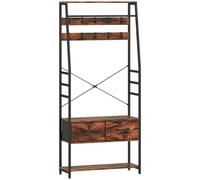 HOMCOM Mueble de entrada 6 en 1 perchero barra para ropa balda 2 cajones 10 ganchos 80 x 30 x 180 cm marrón rústico Aosom España
