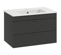 HOMCOM Mueble de lavabo colgante con lavabo de cerámica y cajones de cierre suave en negro Aosom España
