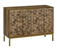 HOMCOM Mueble de Madera de 2 Puertas para Entrada y Sala de Estar, Aparador Moderno con Decoraciones Doradas y Patas de Acero, 99x39x75.5cm