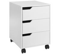 HOMCOM - Mueble de oficina con 3 cajones, escritorio con ruedas para documentos e impresora, organizador de escritorio