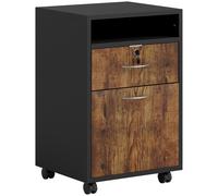 HOMCOM Mueble de Oficina con Estante Abierto, Cajón con Cerradura y Armario, 40x35x60 cm, Marrón
