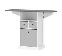 HOMCOM Mueble de Plancha con Ruedas, Tabla de Planchar Plegable, Mueble Planchador con 3 Cajones de Tela, Compartimento Abierto, 121x37x89,5 cm, Blanco