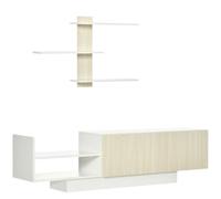 HOMCOM Mueble De Salón para TV con Mesa Moderno 150x31,5x40 cm Natural | Conjunto Mueble De TV, Mesa Para Televisor, Estante De Pared 95,5x16x60 cm
