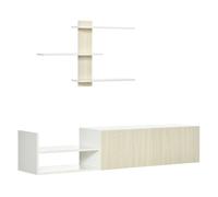 HOMCOM Mueble de Salón para TV con Mesa para Televisor 150x31,5x40 cm y Estante de Pared 95,5x16x60 cm Estilo Natural y Minimalista Aosom España