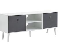 HOMCOM Mueble de TV Moderno para Televisores hasta 50" con 2 Cajones de Tela y Estantes Abiertos 110x29x46,5cm Blanco y Gris Aosom España