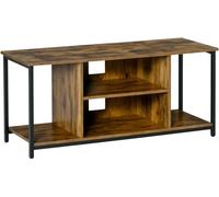 HOMCOM Mueble de TV para Televisores hasta 55 Pulgadas con 4 Compartimentos Estante y Gestión de Cables 110x40x50 cm Marrón Rústico Aosom España