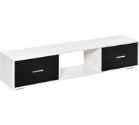 HOMCOM Mueble de TV Estilo Moderno para Televisores hasta 60" con 2 Cajones y Compartimento Abierto 140x30x32 cm Blanco y Negro Aosom España
