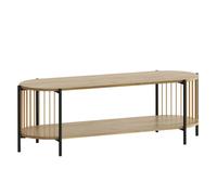HOMCOM Mueble de TV Bohemio Mesa de TV hasta 55 Pulgadas con Diseño en Cuerda de Papel y 2 Estantes Abiertos para Salón Dormitorio 124x43,5x41 cm Natural