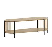 HOMCOM Mueble de TV Bohemio Mesa de TV hasta 55 Pulgadas con Diseño en Cuerda de Papel y 2 Estantes Abiertos para Salón Dormitorio 124x43,5x41 cm Natural