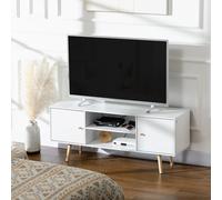 HOMCOM Mueble de TV con 2 Puertas 2 Estantes para Televisores 55'' 120x34x50 cm White and Wood