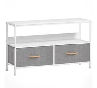HOMCOM Mueble de TV con Estante y 2 Cajones de Tela Plegables para Televisores hasta 47 Pulgadas Largo de 98 cm Blanco y Gris Aosom España