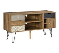 HOMCOM Mueble de TV Estilo Boho con Estantes 4 Cajones y Patas de Metal Mesa para TV de hasta 50'' 120x39x64 cm Marrón Aosom España