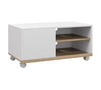 Homcom mueble de tv con ruedas, mesa de tv móvil, mueble para televisión hasta 42 pulgadas, con 1 puerta, 2 compartimentos abiertos, estante ajustable, para salón, comedor, dormitorio, blanco 80 cm