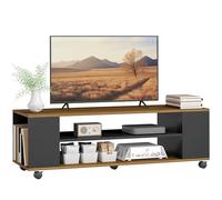 HOMCOM Mueble de TV con Ruedas, Mesa de TV Suspendido o de Pie, para Salón, con 4 Estantes Abiertos, para Televisión de 55 Pulgadas, Estilo Moderno, 120x40x38,5 cm, Nogal y Negro
